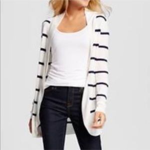 🎯 Merona White and Navy Stripe Cardigan